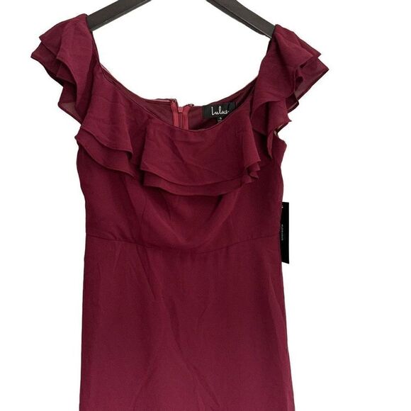 NWT Lulus maroon ruffle top dress size small - Picture 4 of 7